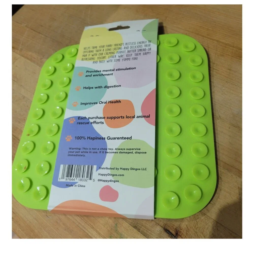 Happy Dingo Calming Lick Mat for Pets, Cat, Dog, Lime, NWT